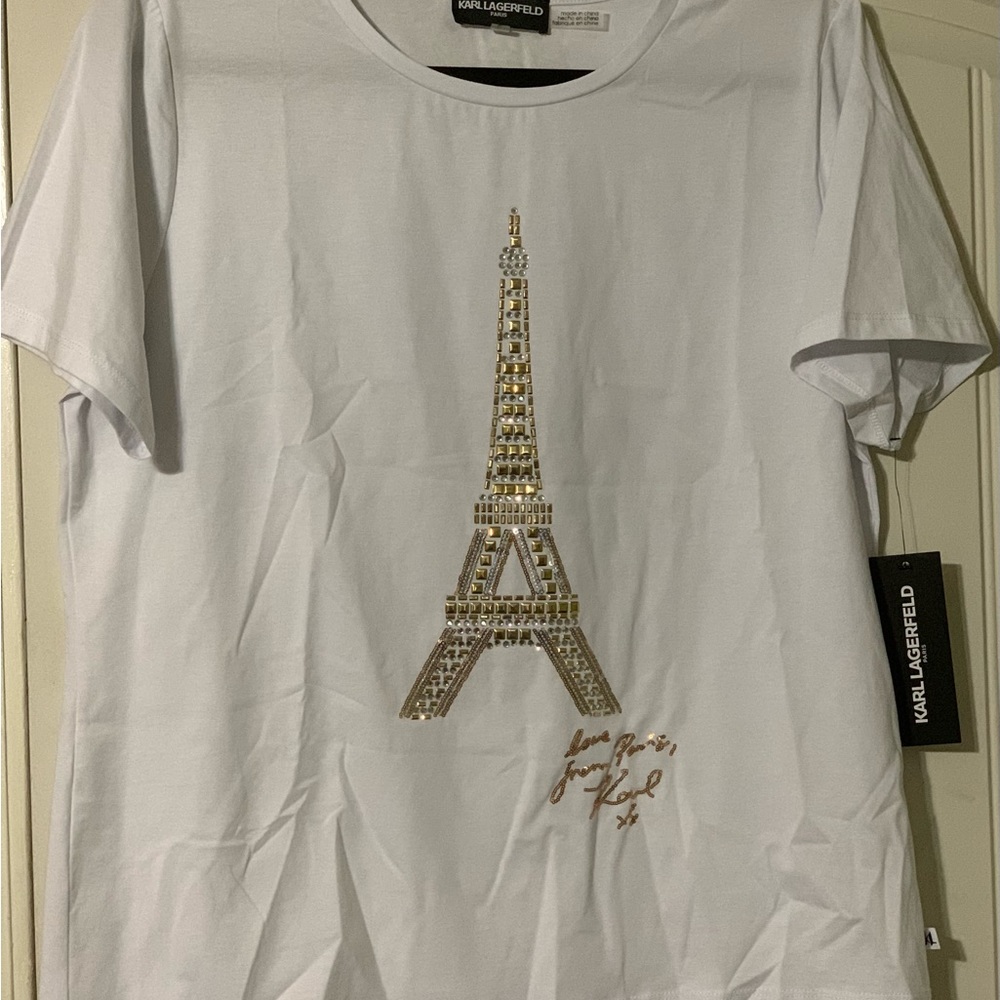 NWT MIX JEWEL EIFFEL TEE BY KARL LAGERFELD